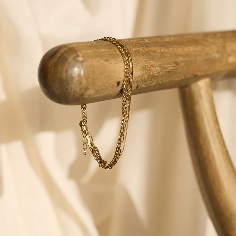 Laura Triple Chain Bracelet for Women - Elegant Layered Gold & Silver Bracelets - Dainty Adjustable Jewelry Gift for Her - Perfect for Date Nights, Parties & Everyday Wear