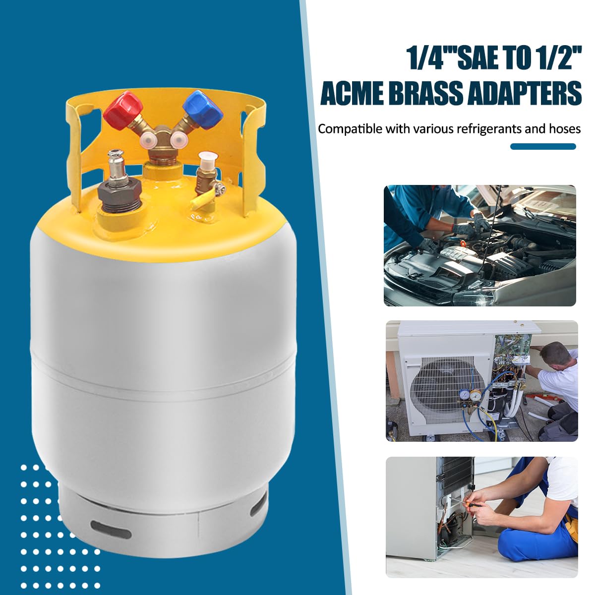 30lb Universal Refrigerant Recovery Tank with Float Switch - Heavy Duty Steel Cylinder for HVAC R22 R410A R134a - Reusable for All Refrigerants - Ideal for AC Repair & Maintenance Professionals