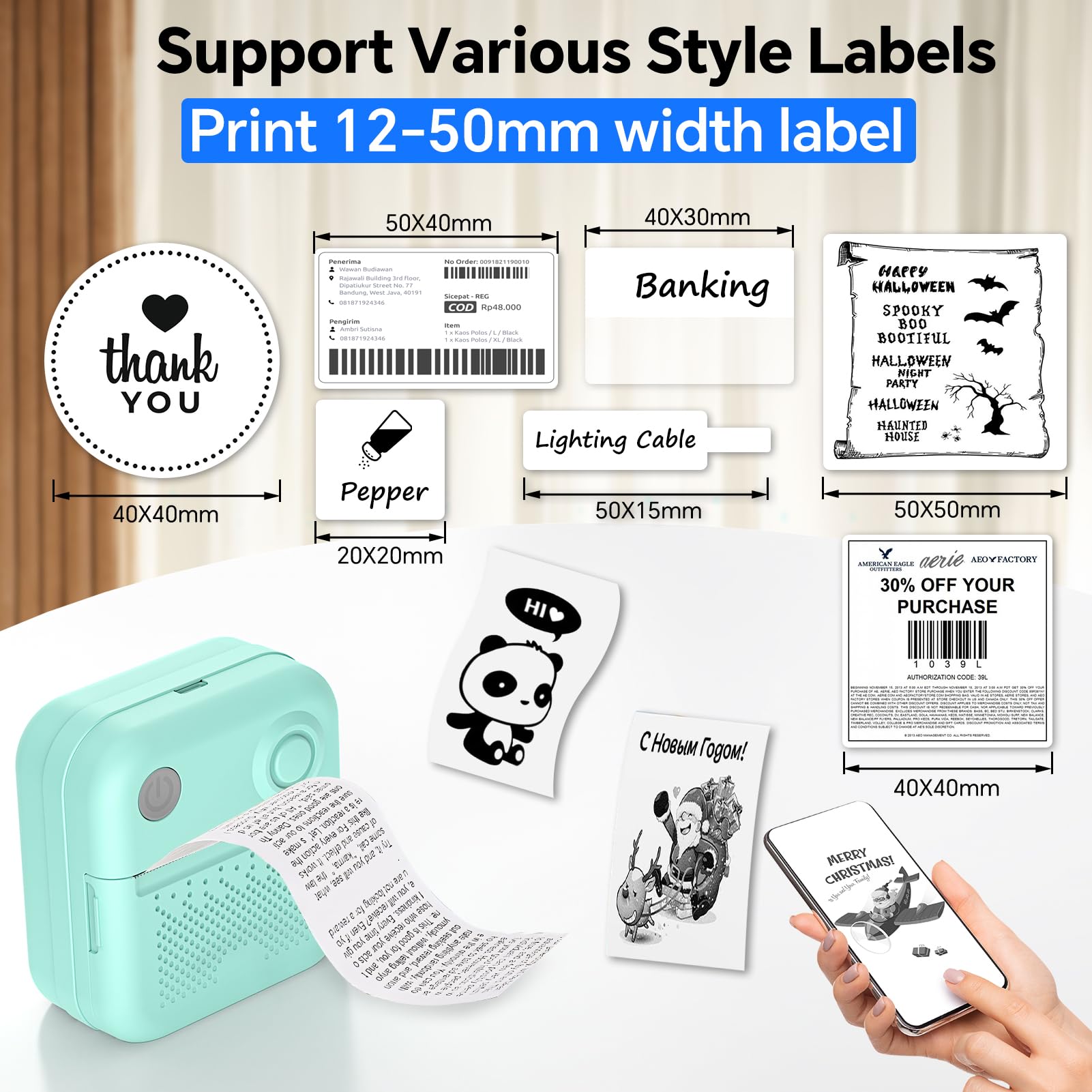 Rotema Bluetooth Thermal Label Printer with Tape - Portable Mini Sticker Maker for Home, Office & Small Business | Wireless Label Printing for Packages, Shipping, Organizing & Crafting (Works with Smartphones)