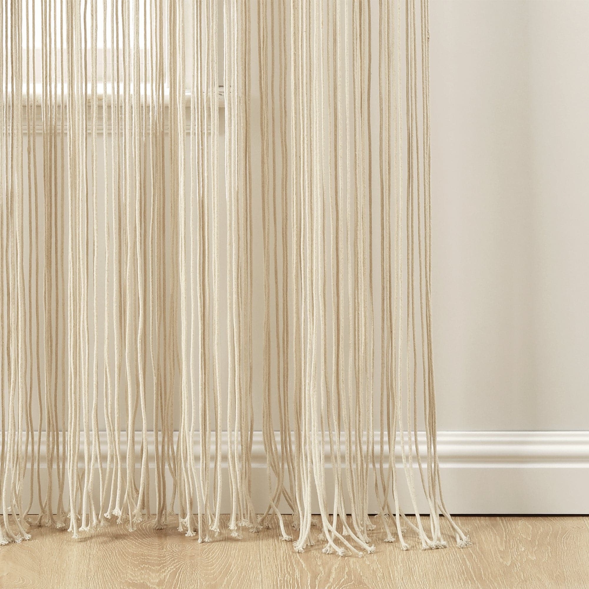 Boho Macrame Textured Cotton Window Curtains for Living Room, Bedroom - Handmade Natural Beige Drapes with Tassels | Perfect for Home Decor, Nursery, and Bohemian Style Windows