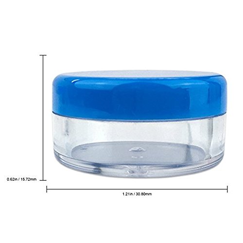 50-Piece 5g/5ml Clear Round Acrylic Jars with Blue Lids - Perfect for Cosmetics, Lotions, Creams, Makeup, Beads, Charms & DIY Crafts - Ideal for Home Organizing, Travel Containers & Small Item Storage