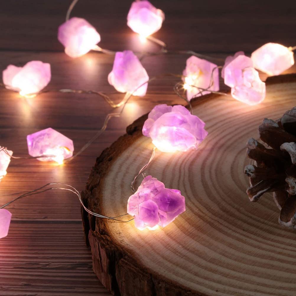 Aolyty 6.5FT Pink Crystal LED String Lights - 20 Battery Operated Fairy Lights for Bedroom Decor, Valentine's Day Party, Yoga Studio & Home Decoration | Romantic Ambiance, Wedding Backdrop, Christmas Tree Decor