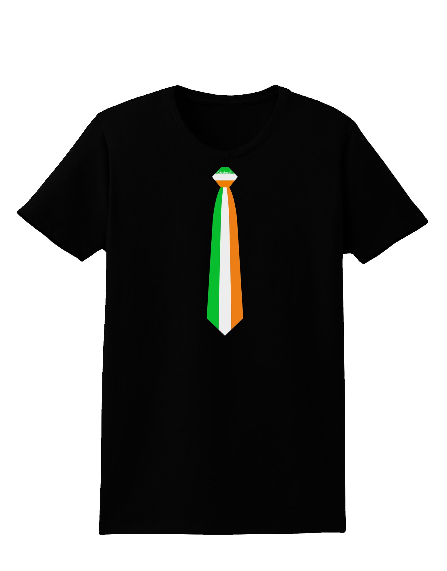 TOOLOUD Faux Irish Flag Tie St. Patrick's Day Women's Dark T-Shirt | Celtic Pride Apparel for Irish Heritage Celebration & Pub Crawl Outfits
