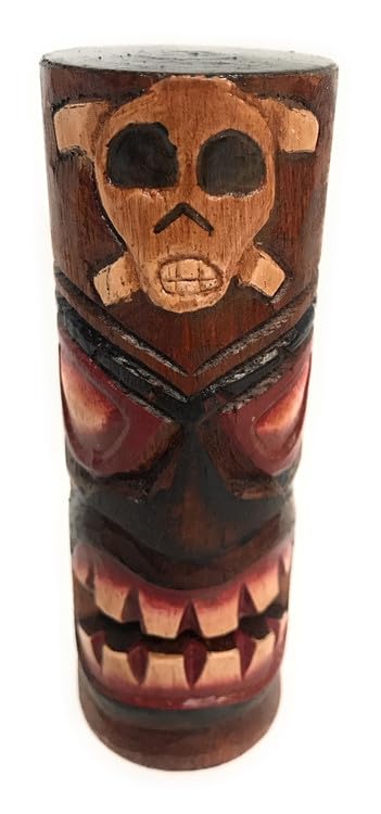 5 Inch Tiki Totem Pole with Cross Bones - Hawaiian Skull Decor for Home, Bar, or Party | #dpt535812h | Perfect for Tropical Themed Parties, Tiki Bars, and Home Decoration