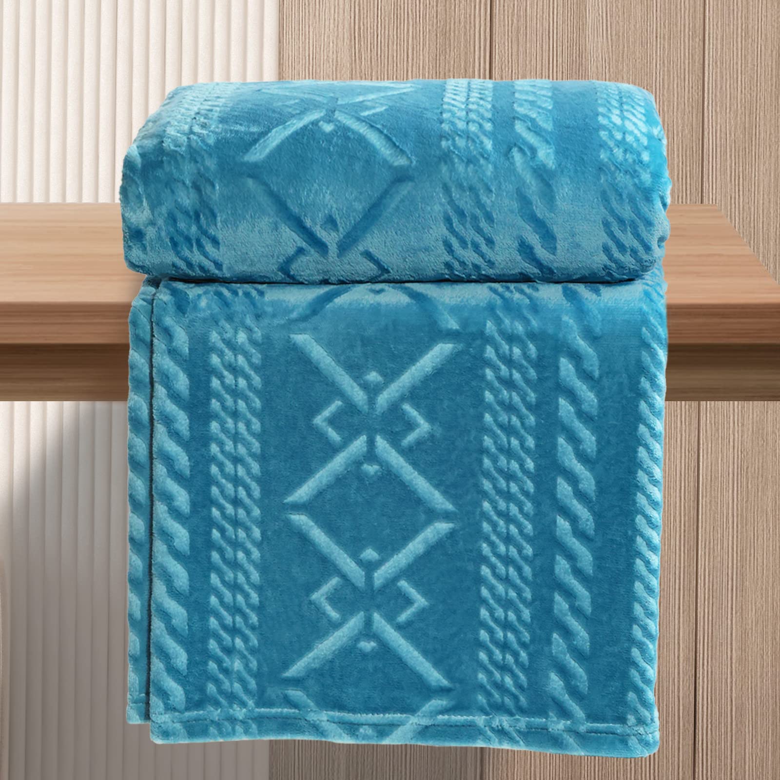 Soft Slate Blue Fleece Throw Blanket for Couch & Bed - Lightweight Decorative Blanket 50x60 Inches - All Seasons Cozy Blanket for Living Room, Bedroom, Travel & Gift Giving