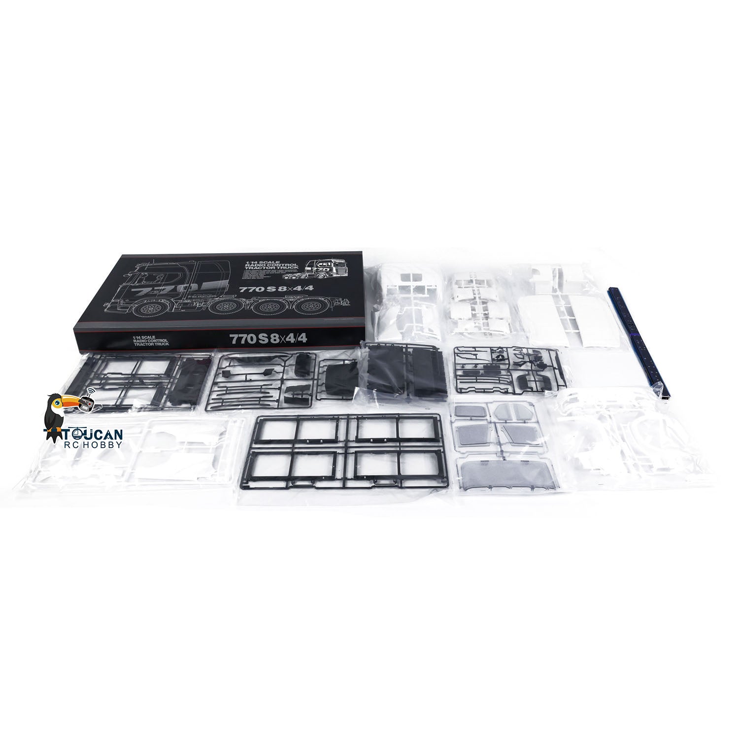 Pre Order 1/14 8X4 770S 56371 RC Tractor Truck Radio Control Car - Unassembled Unpainted Model Kit with 3-Speed Gearbox & Motor | Perfect for Hobbyists, Collectors, and RC Enthusiasts | Great for DIY Projects, Gifts, and Off-Road Simulation Play