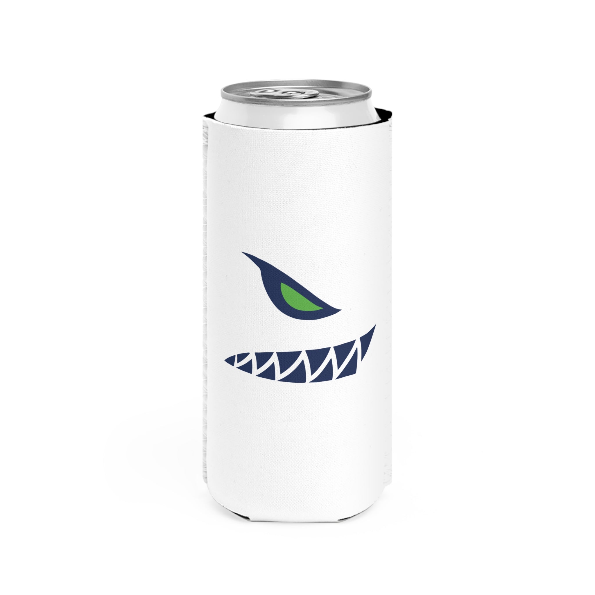 Seawolves White 12oz Slim Koozie Can Cooler - Insulated Beer & Soda Holder for Camping, Beach & Tailgating