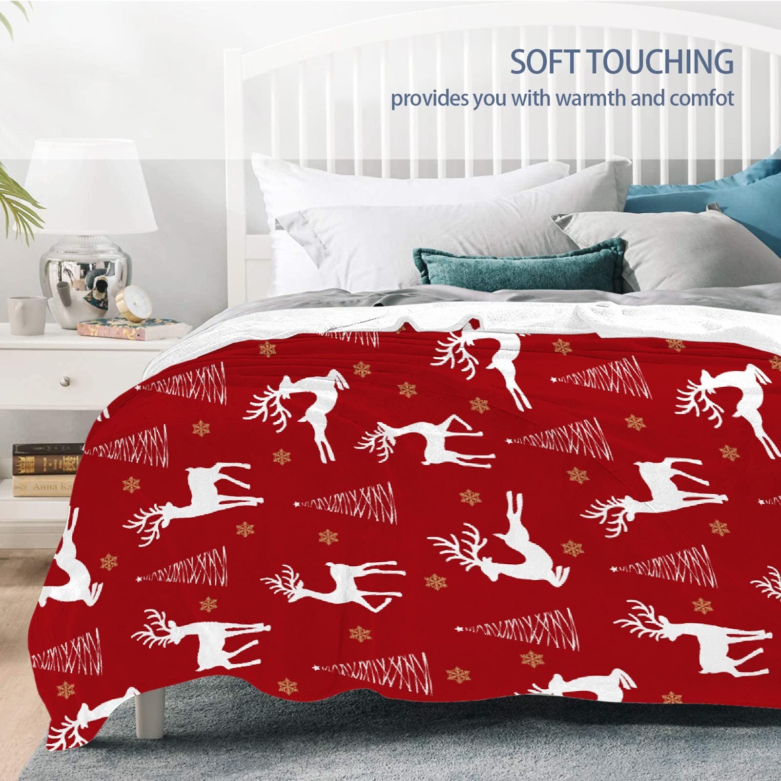 Soft Flannel Christmas Throw Blanket - Lightweight & Cozy Luxury Family Bed Blanket (120