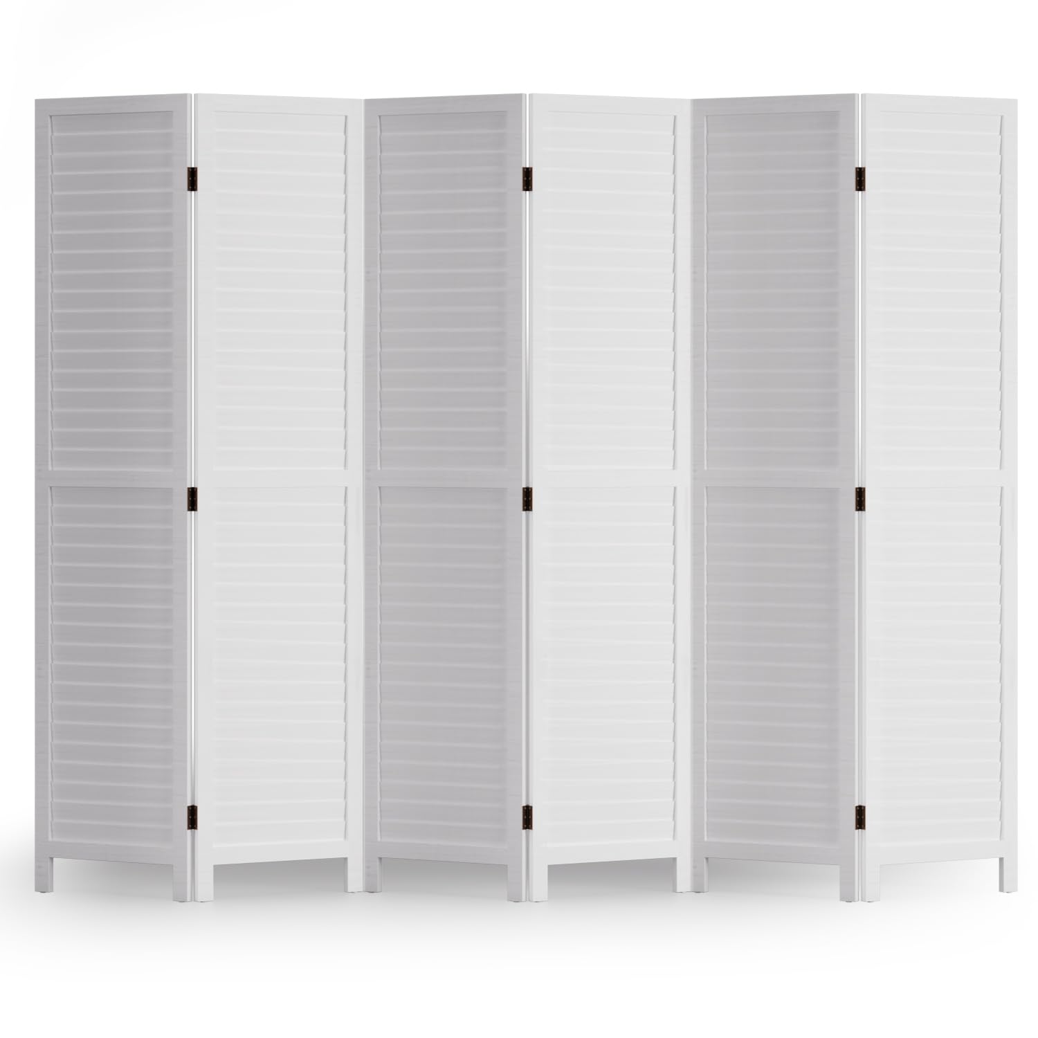 6 Panel Wood Room Divider - 5.57 FT Tall Folding Privacy Screen, Freestanding Partition Wall for Home & Office Separation - Perfect for Living Room, Bedroom, Studio or Event Space