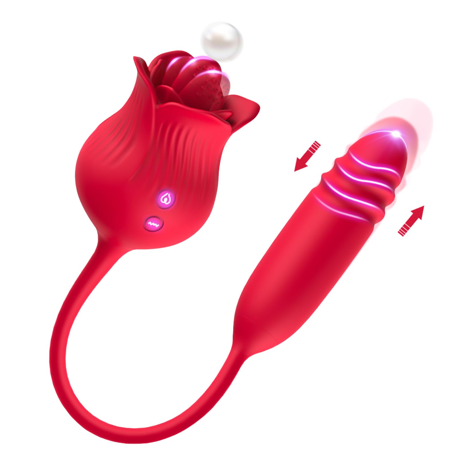 Rose Vibrator for Women - 9 Licking & 9 Thrusting Modes Clitoral Stimulator, G Spot Massager, Discreet Adult Toy for Couples & Solo Play - Perfect for Romantic Nights & Self-Care Moments