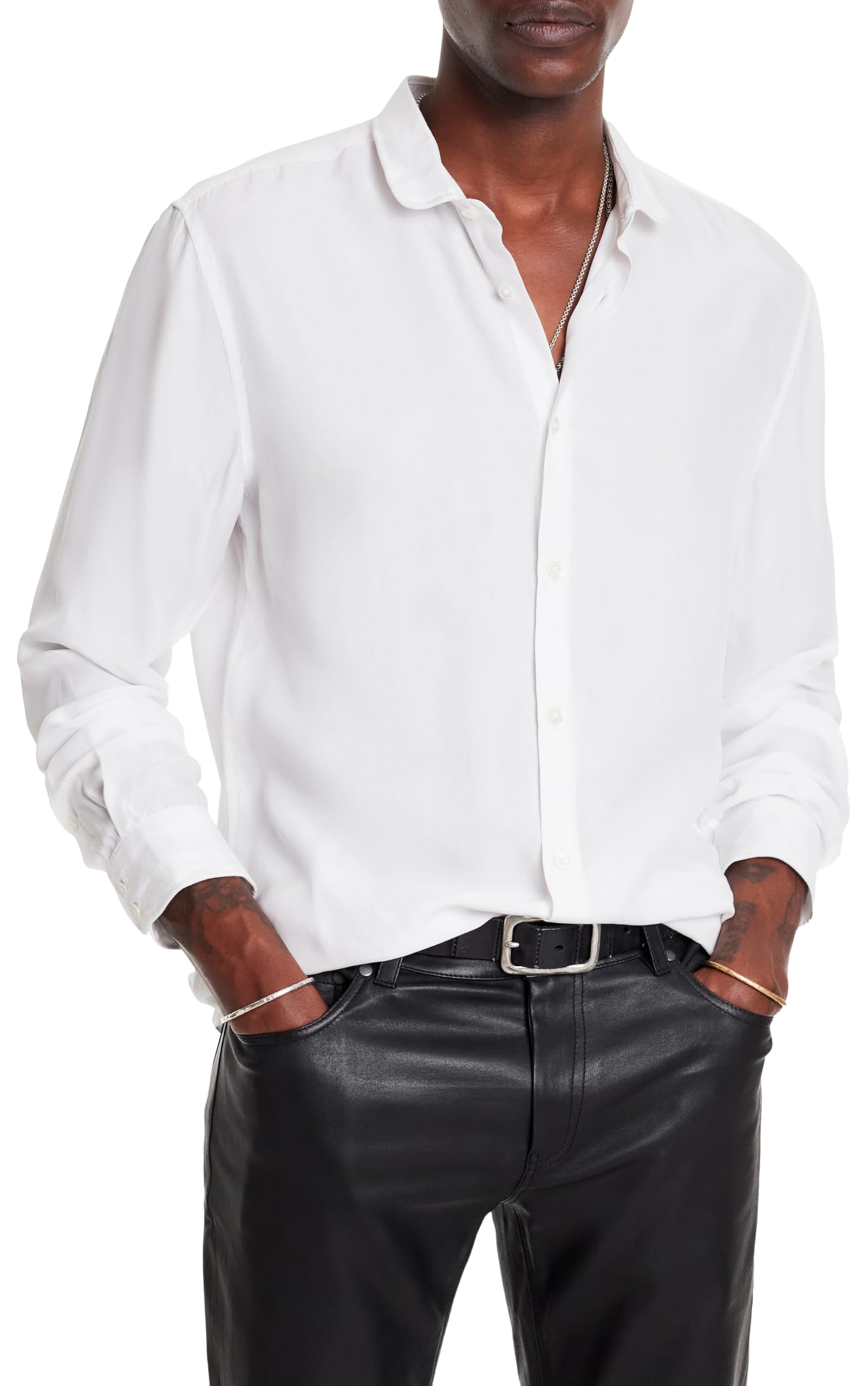 John Varvatos Men's Orchard Button-Down Shirt - Casual Slim Fit Long Sleeve Dress Shirt for Work, Date Night & Business Meetings