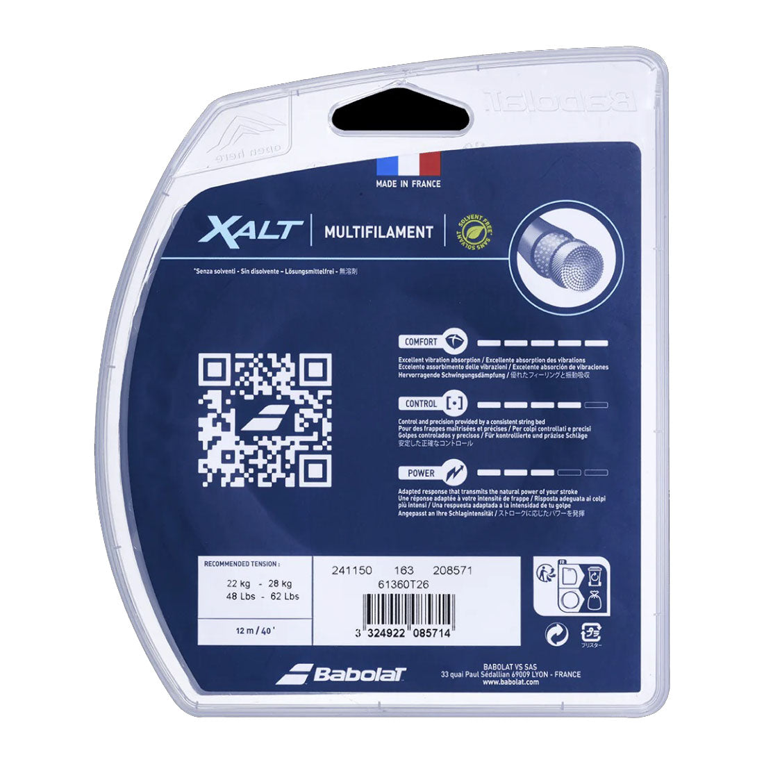 Babolat Xalt 16/1.30 Natural Tennis String - Premium Performance Tennis Racket String for Competitive Play & Training