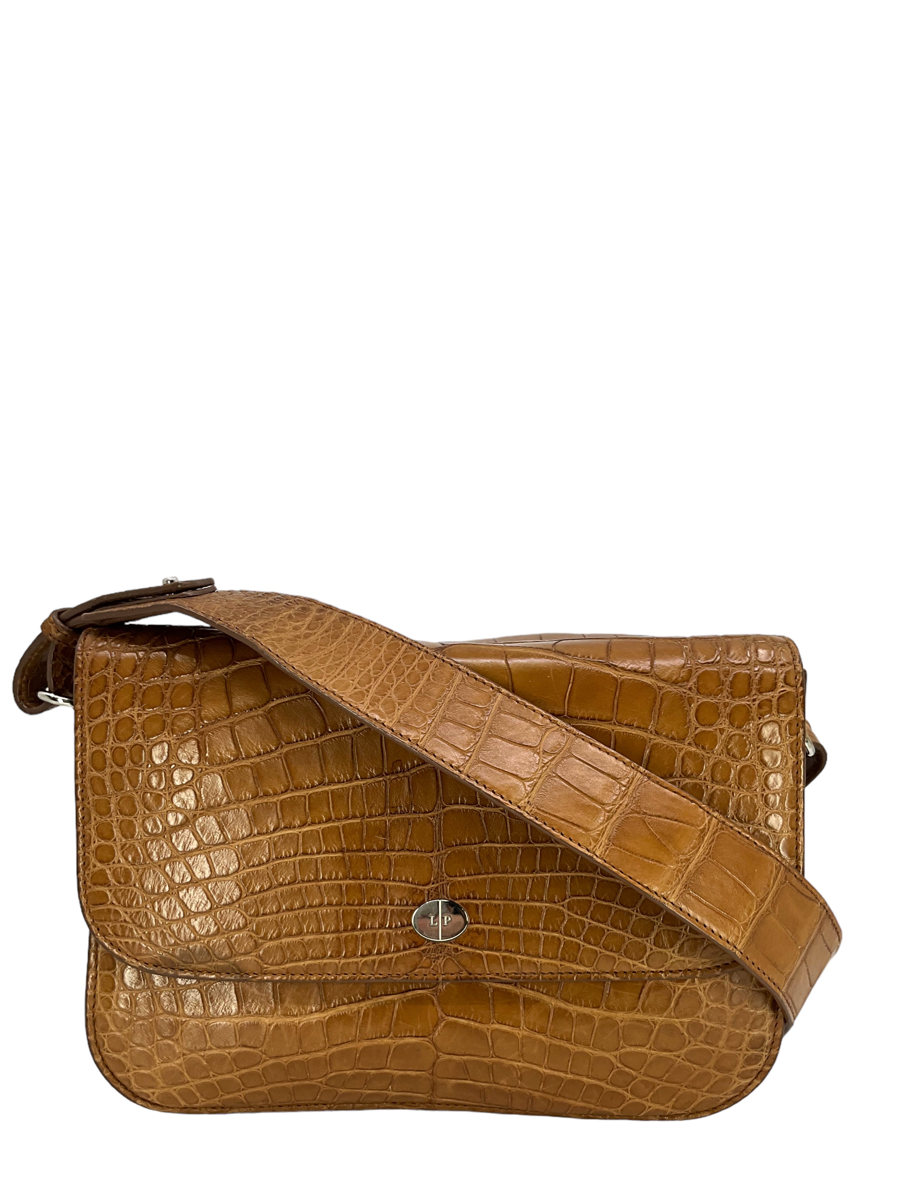 LORO PIANA Alligator Medium Flap Bag - Luxury Genuine Alligator Leather Handbag for Women | Perfect for Evening Events, Parties & Special Occasions