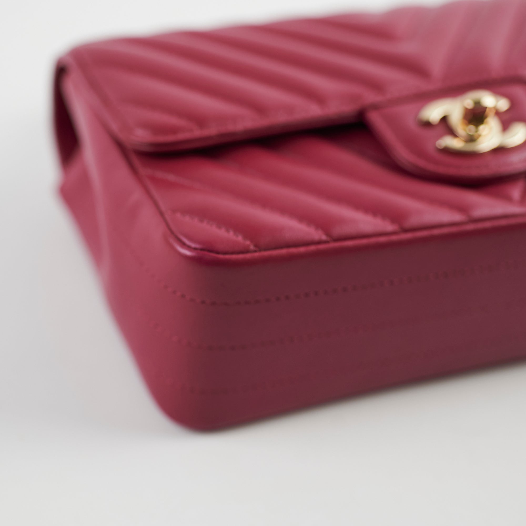 Chanel Mini Rectangular Bag in Dark Pink Chevron Lambskin Leather - Luxury Crossbody Purse for Women, Perfect for Date Night & Special Occasions