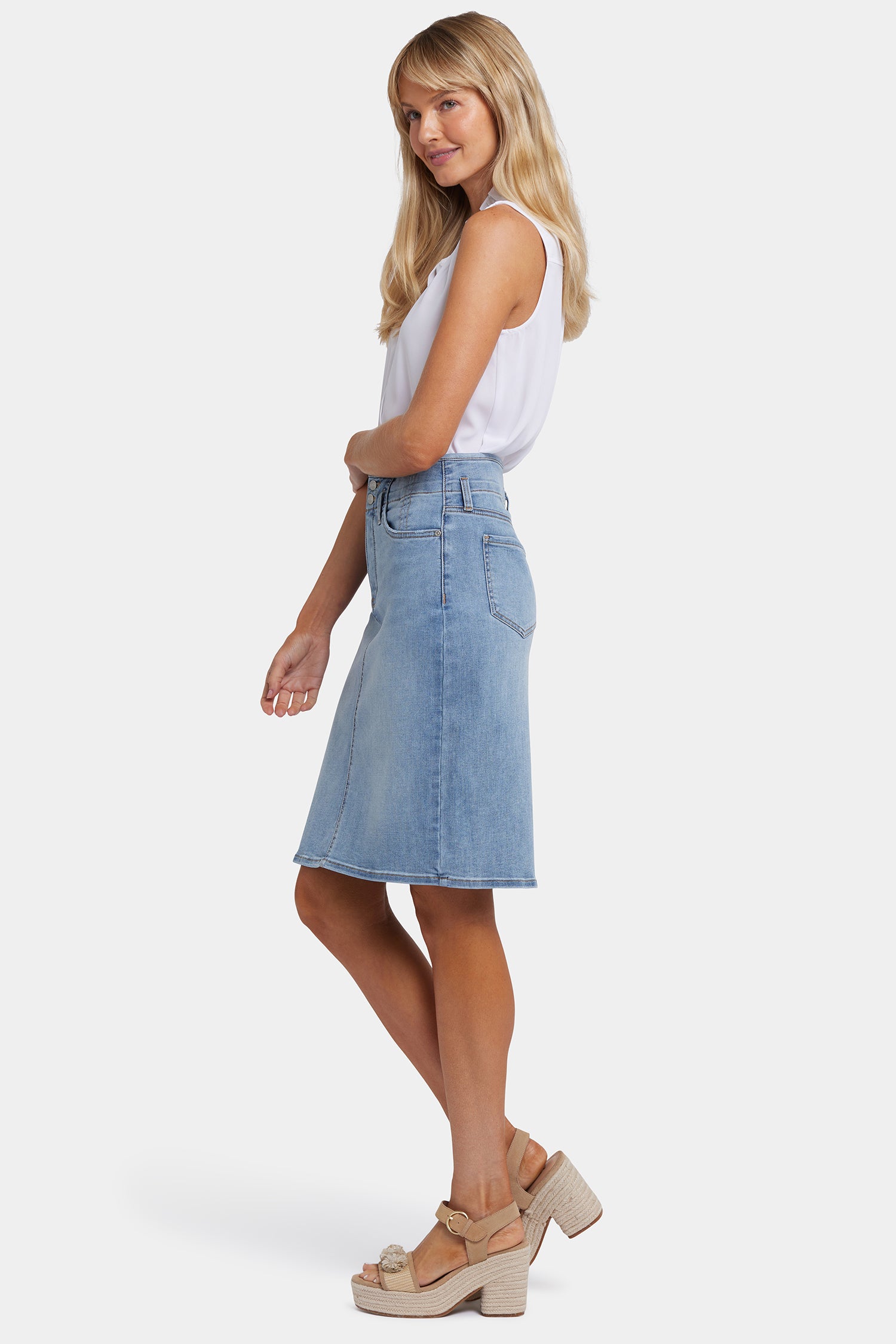 High Waist Skirt for Women - Santiago Sea Stretch A-Line Midi Skirt | Comfortable & Flattering Summer Skirt for Beach, Vacation, and Casual Wear