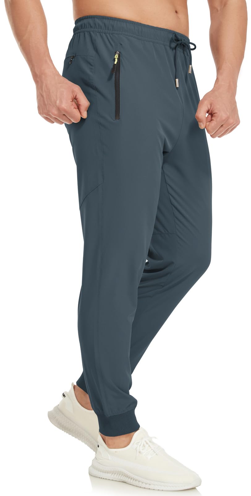 SPOSULEI Men's Lightweight Joggers - Quick Dry Athletic Hiking Pants with Zipper Pockets for Running, Gym & Outdoor Workouts - Perfect for Travel and Casual Wear