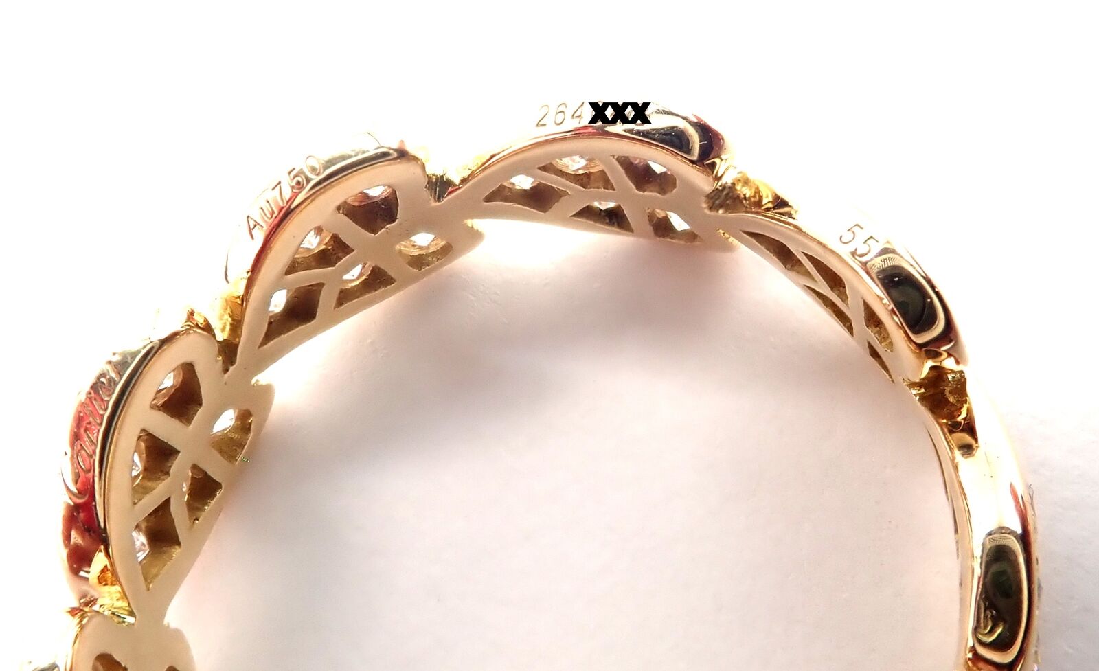 Authentic Cartier 18K Yellow Gold Diamond Heart Eternity Band Ring Size 7.25 - Luxury Jewelry Gift for Anniversary, Valentine's Day & Special Occasions