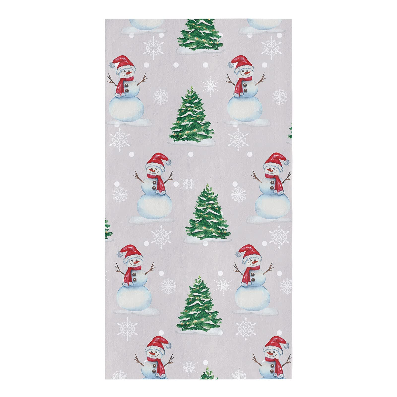 1Pack Microfiber Kitchen Towels - Christmas Berries Xmas Tree Snowman Snowflakes Design, Super Absorbent & Quick Drying Dish Towels (18x28 Inch) - Soft Hand Cloth Set for Kitchen, Bathroom Cleaning, Hotel, Gym & Spa Use - Perfect for Holiday Decor & Daily Cleaning Tasks