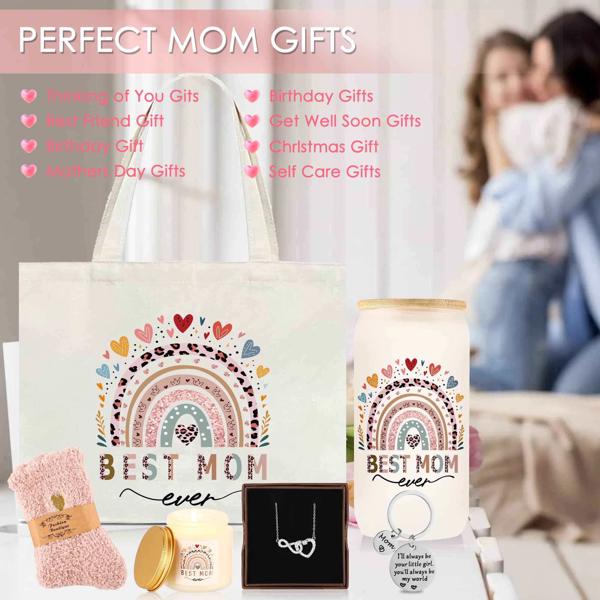 Best Mom Ever Gifts - Funny 16oz Can Glass Gift Set for Mother's Day, Birthday, Christmas - Thoughtful Present from Daughter or Son - Perfect for Mother-in-Law, Thanksgiving & Special Occasions - Great for Coffee, Tea or Decorating Home Office