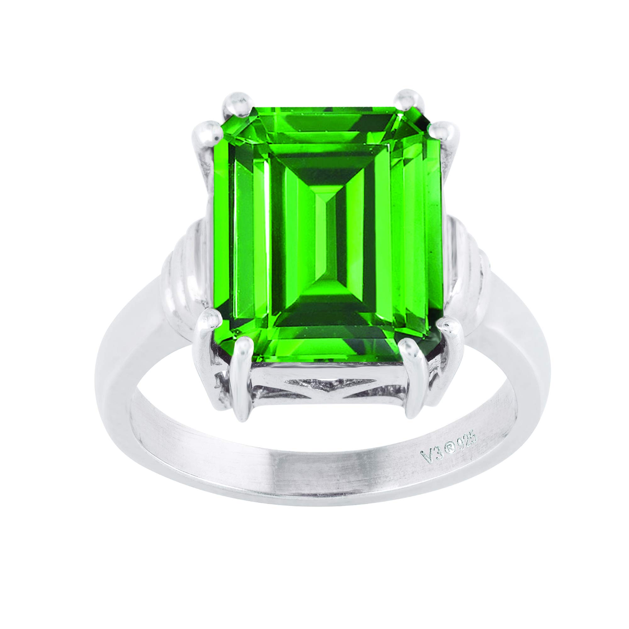 Exquisite Sterling Silver Emerald Solitaire Ring for Women | Elegant Birthstone Jewelry Gift for Her | Perfect for Engagement, Anniversary & Special Occasions