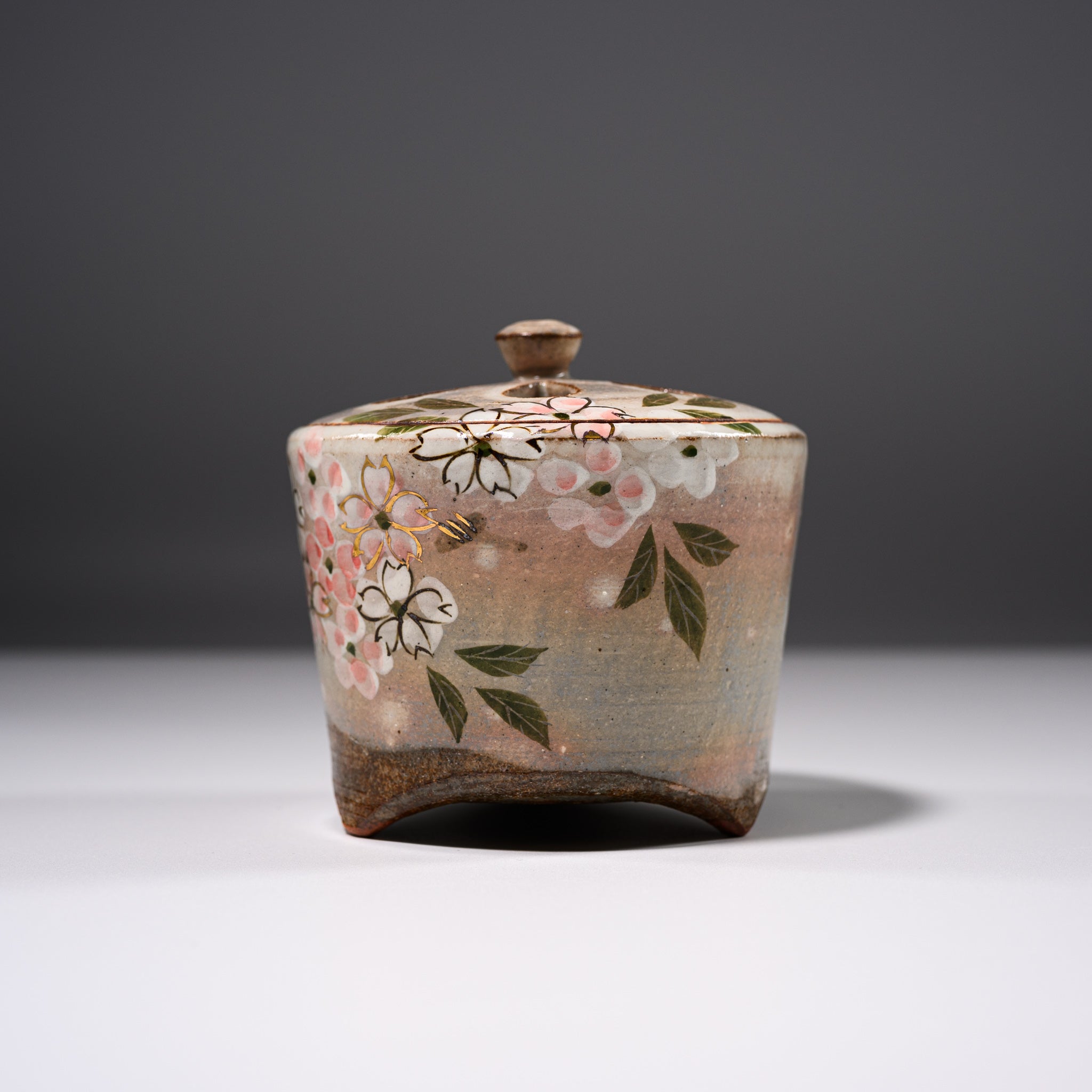 Kyo Kiyomizu Ware Ceramic Incense Burner - Kenzante Sakura Design | Japanese Zen Meditation, Home Decor & Aromatherapy Accessory