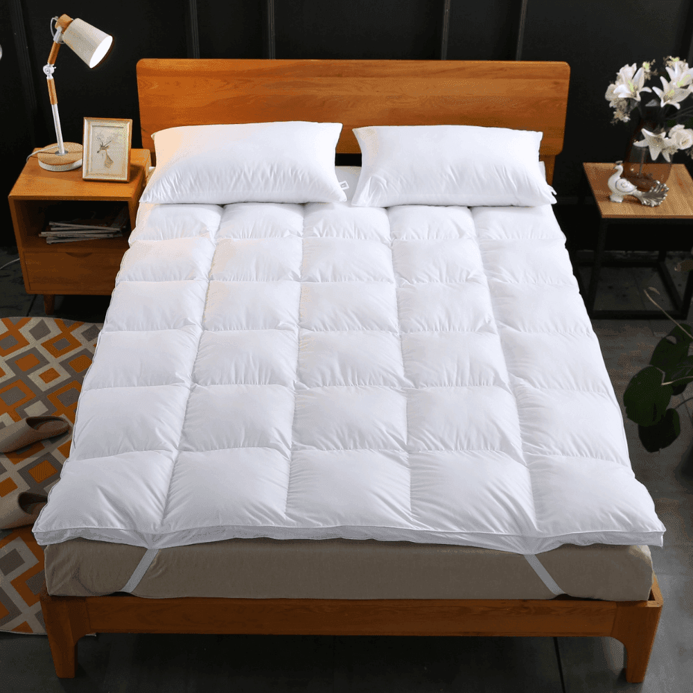 iSleep Mattress Topper - 100% Cotton Cover with 400 Thread Count - Premium Bed Topper for Back Pain Relief & Pressure Relief - Perfect for Side Sleepers & Hot Sleepers