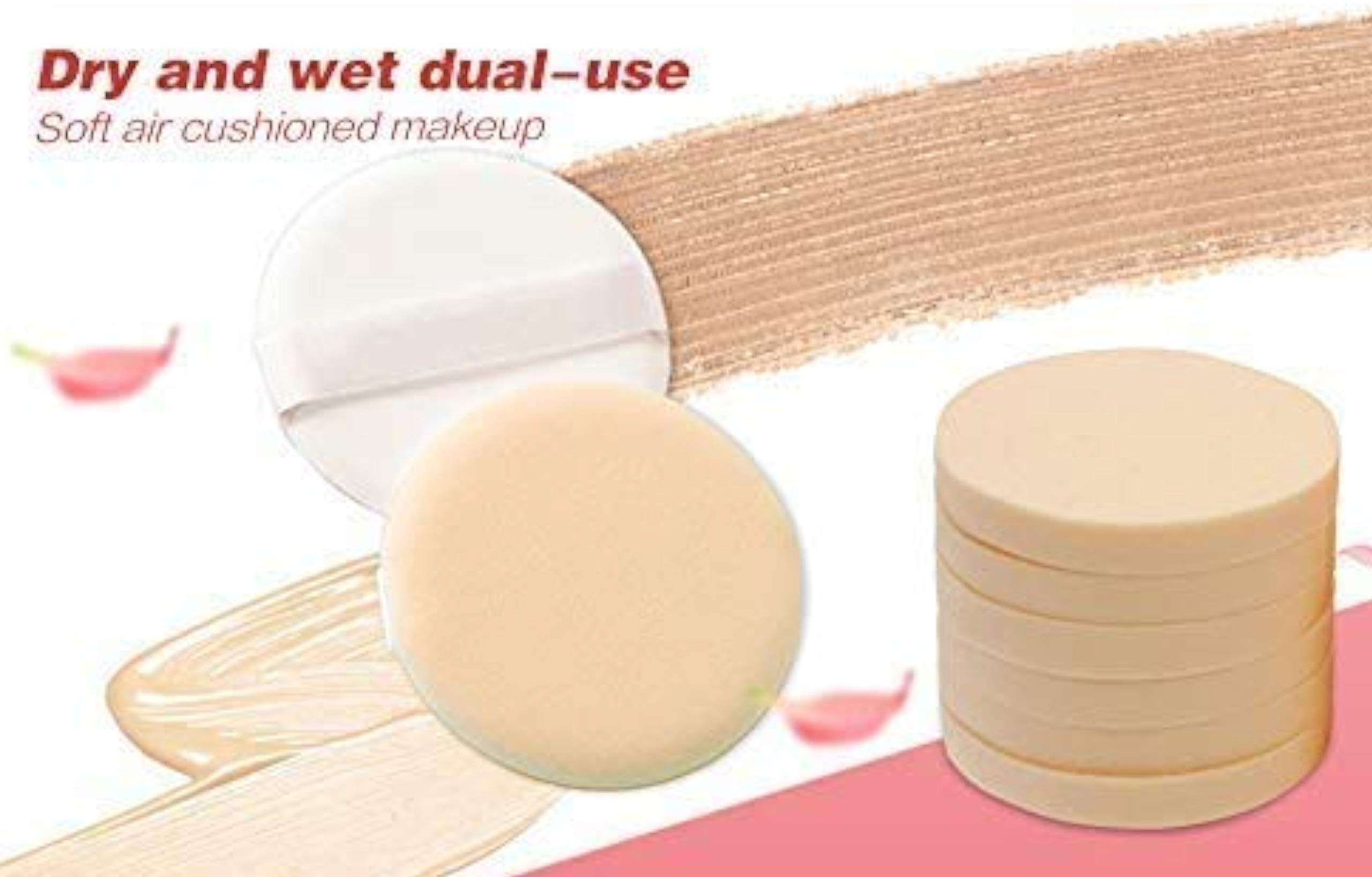MANODHRUVA 4-Piece Makeup Sponge Set for Powder & Foundation - Soft Blending Beauty Sponges, Beige Cosmetic Sponges for Flawless Makeup Application - Perfect for Daily Use, Travel & Professional Makeup Artists