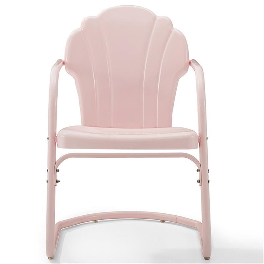 Pastel Pink Gloss Steel Outdoor Chairs (Set of 2) - Weather-Resistant Metal Patio Furniture for Garden, Poolside & Backyard Relaxation