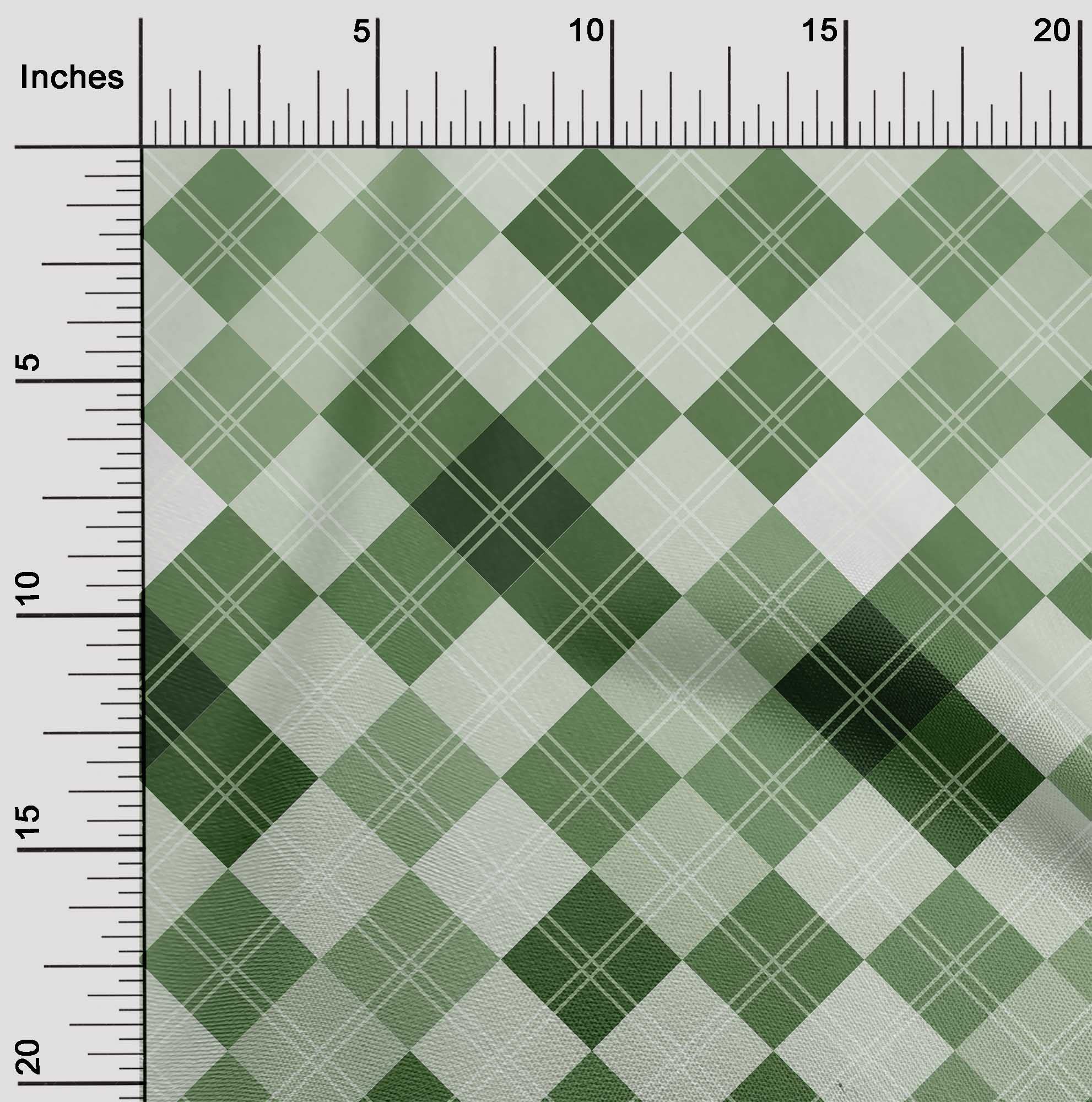 Premium Cotton Cambric Fabric - Forest Green Check Print, 56