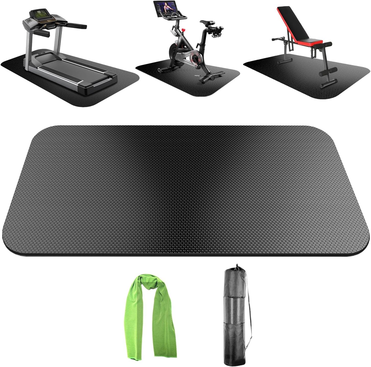 Premium Non-Slip Exercise Equipment Mats - Treadmill Mat, Walking Pad Mat, Exercise Bike Mat, Under Elliptical & Rowing Machine Mat for Hardwood & Carpet Floors - Home Gym Floor Protection & Noise Reduction