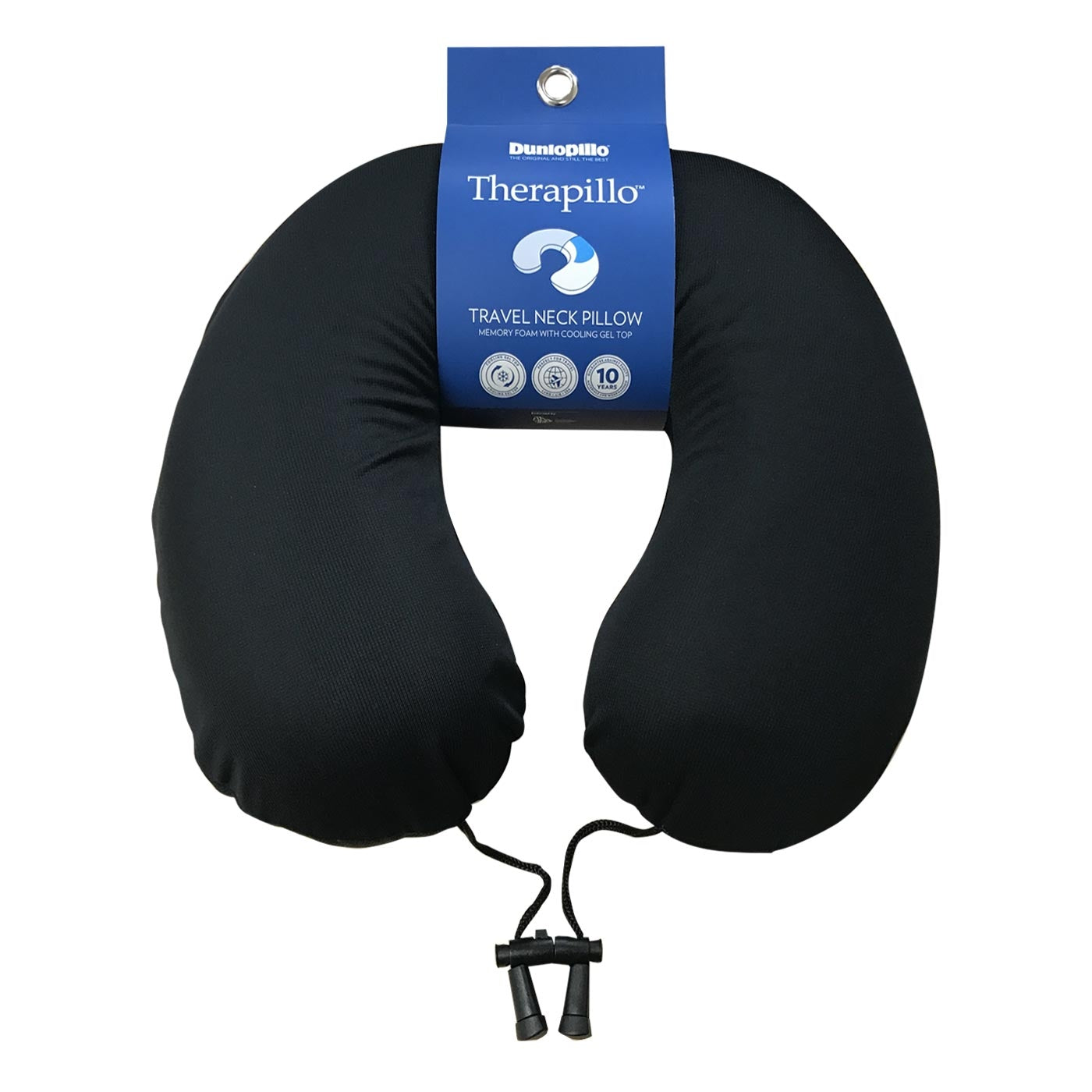 DUNLOPILLO Therapillo Premium Gel Memory Foam Neck Travel Pillow - Ergonomic Support for Airplane, Car & Office Use - Relieves Neck Pain During Travel & Work