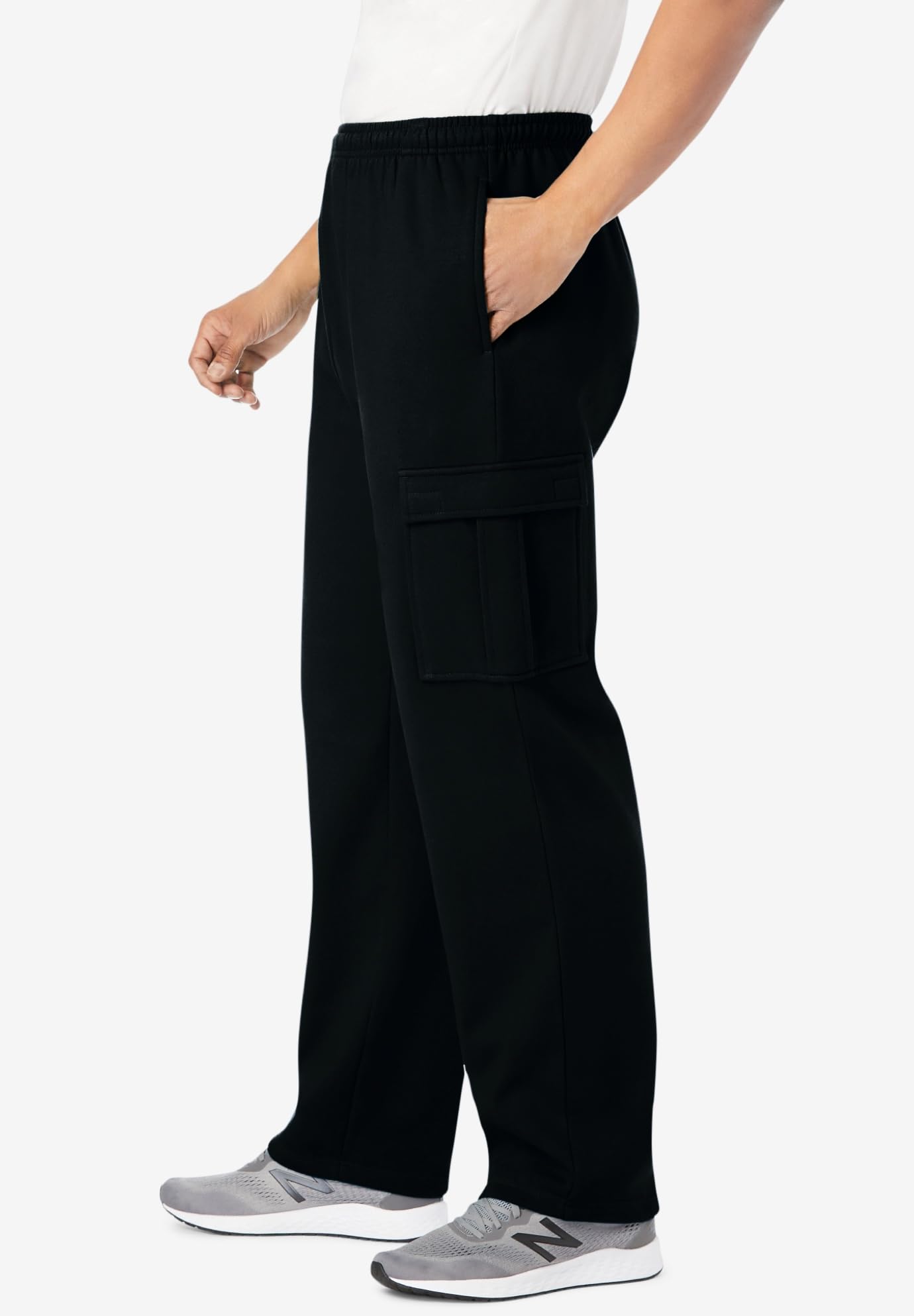 KingSize Men's Big & Tall Fleece Cargo Sweatpants - Comfortable Winter Joggers with Pockets for Lounge, Workout & Outdoor Activities