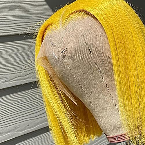 13x4 HD Transparent Lace Brazilian Virgin Human Hair Bob Wig - Pre Plucked Bleached Knots, 180% Density, Glueless Short Cut 14inch with Baby Hair | Perfect for Cosplay, Halloween, Daily Fashion & Protective Styling