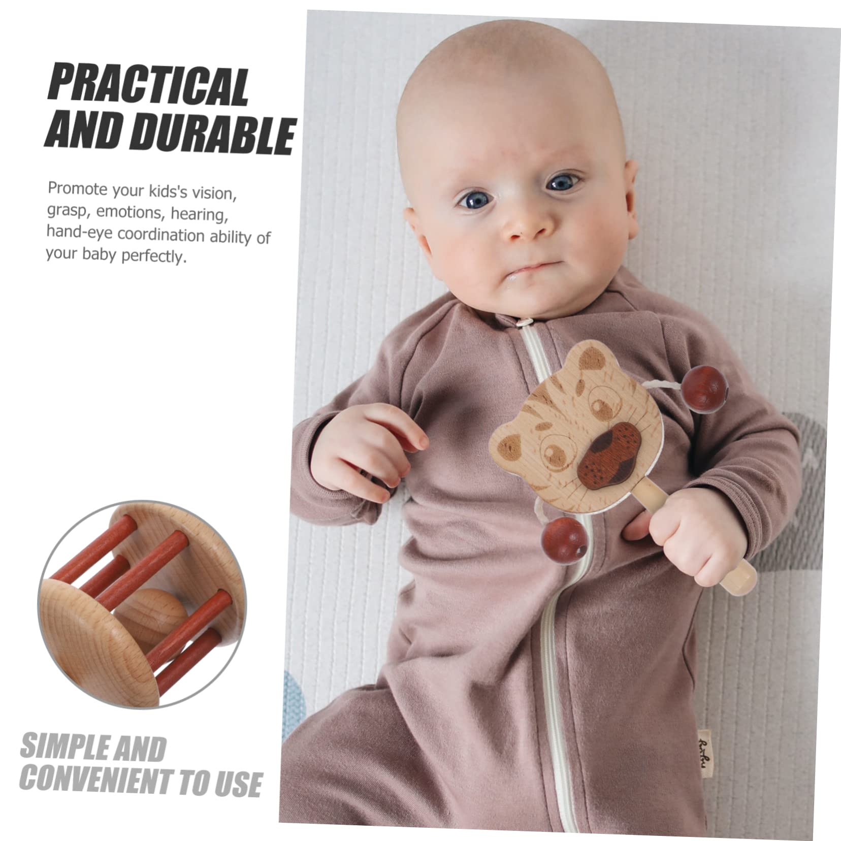 VICASKY 3-Piece Wooden Hand Bell Rattle Toy Set - Montessori Sensory Toys for Babies & Toddlers, Educational Puzzle & Calming Musical Instrument for Early Childhood Development (Perfect for Playtime, Classroom Activities & Autism Therapy)