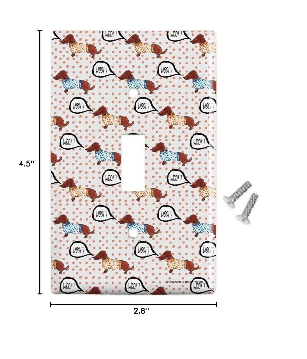 Dachshund Dog in Sweater Pattern Plastic Light Switch Cover - Cute Wiener Dog Wall Decor for Bedroom, Nursery & Living Room
