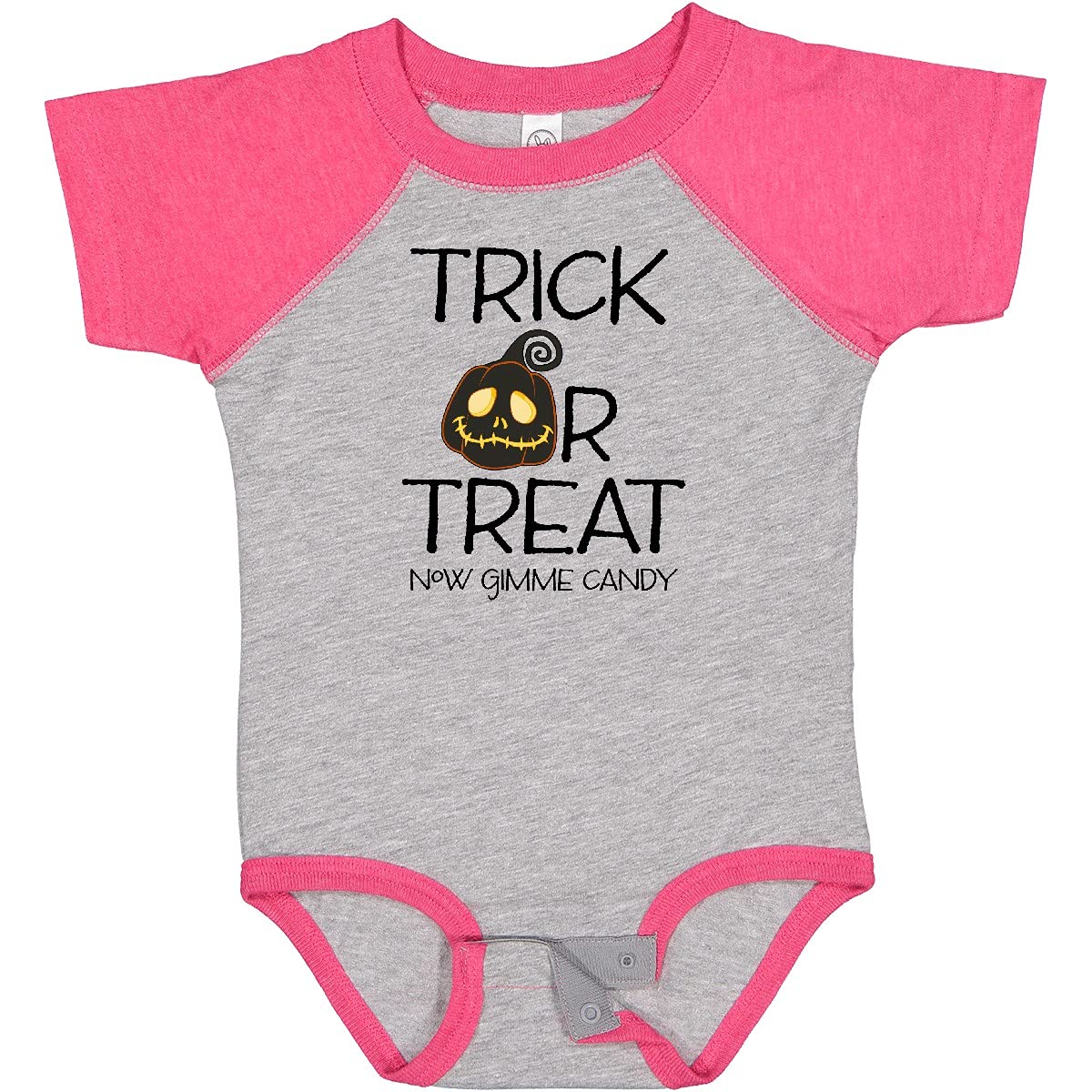 Inktastic Trick or Treat Now Gimme Candy Halloween Pumpkin Baby Bodysuit - Cute Halloween Outfit for Infants & Toddlers, Perfect for Trick-or-Treating & Photo Shoots