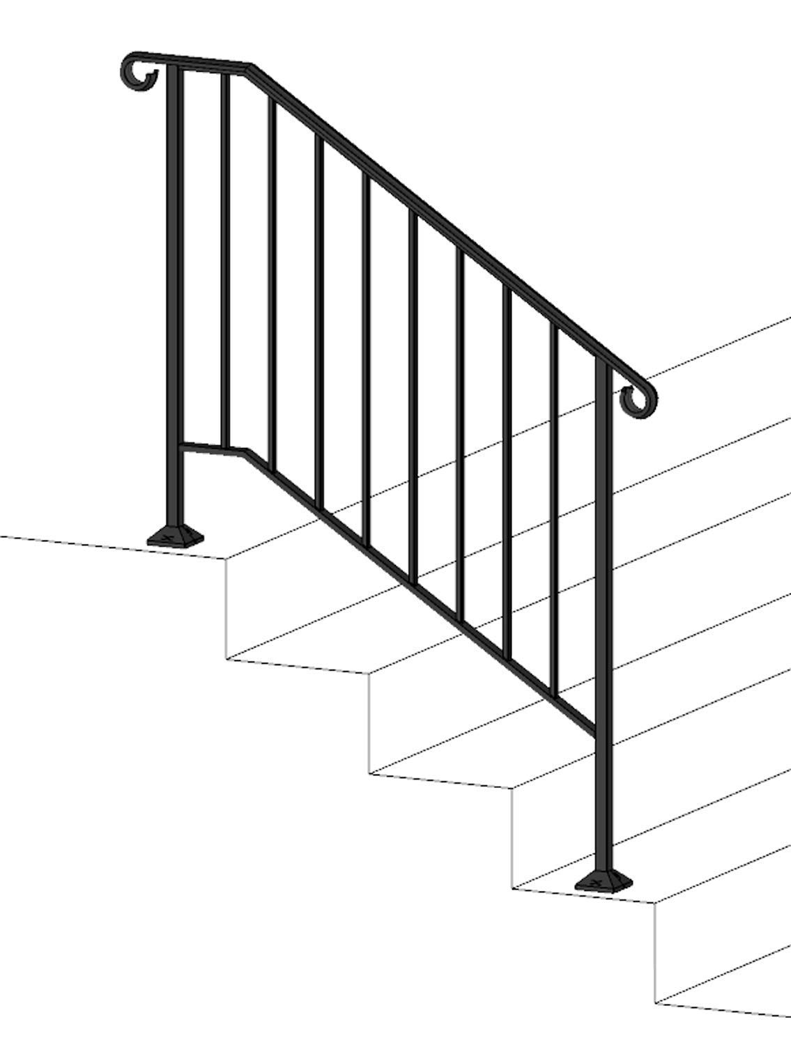 Iron X Handrail Picket #3 - Durable Wood or Composite Stair Railing System for Outdoor Steps, Deck & Porch Safety