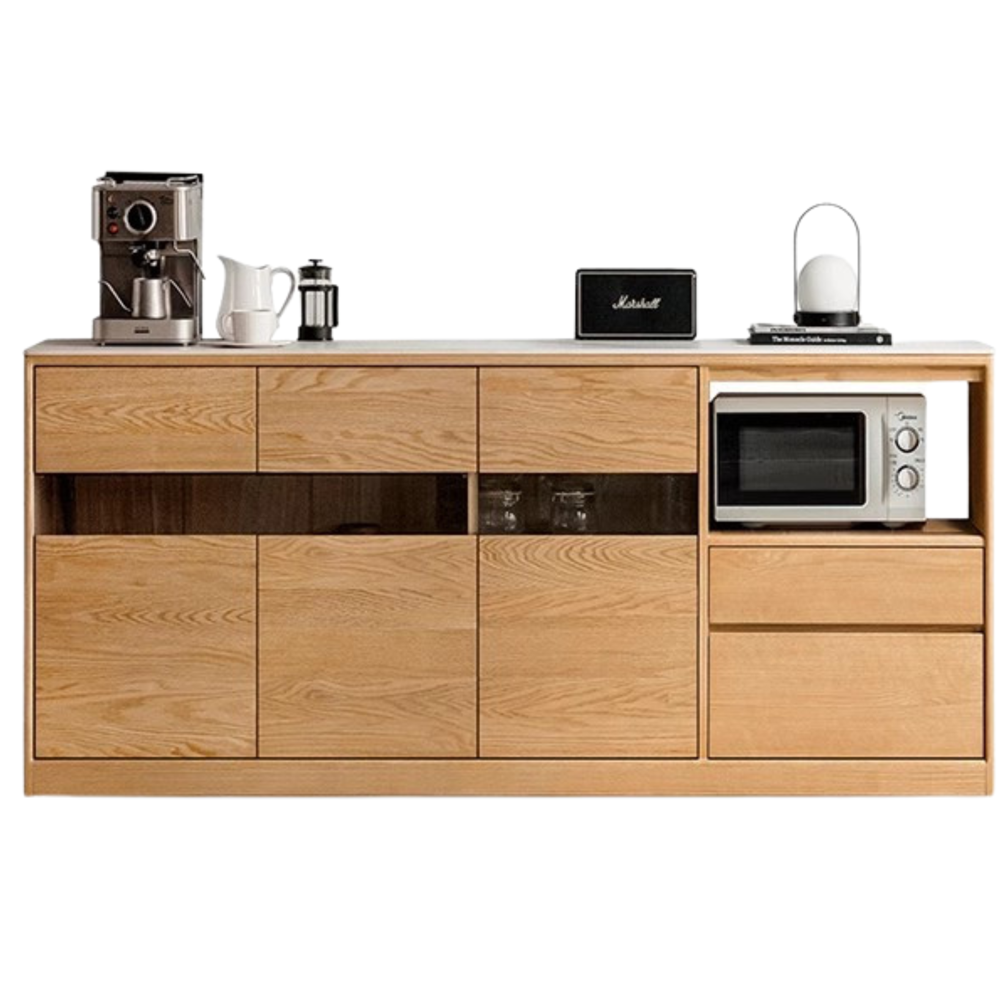 70.9x14.9x33.5 inch / 180x38x85сm / Natural wood color / rock board sideboard