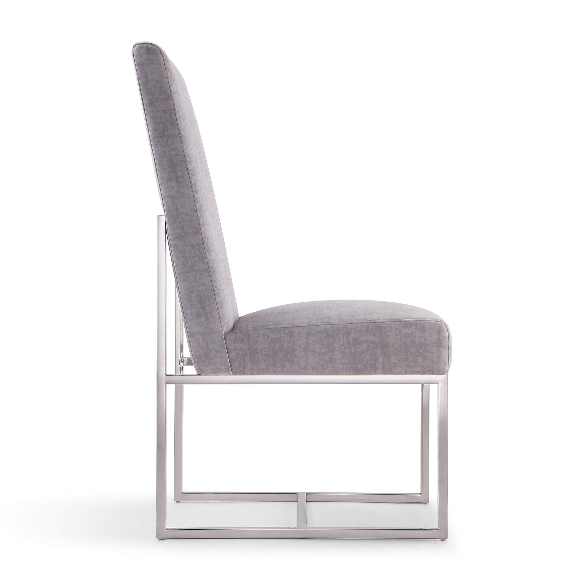 Modern Velvet Dining Chairs with High-Density Foam & Chrome Stainless Steel Frame - High-Back Fully Assembled Industrial Chic Accent Furniture - Set of 1 in Gray - Perfect for Dining Rooms, Kitchens, and Home Office Spaces