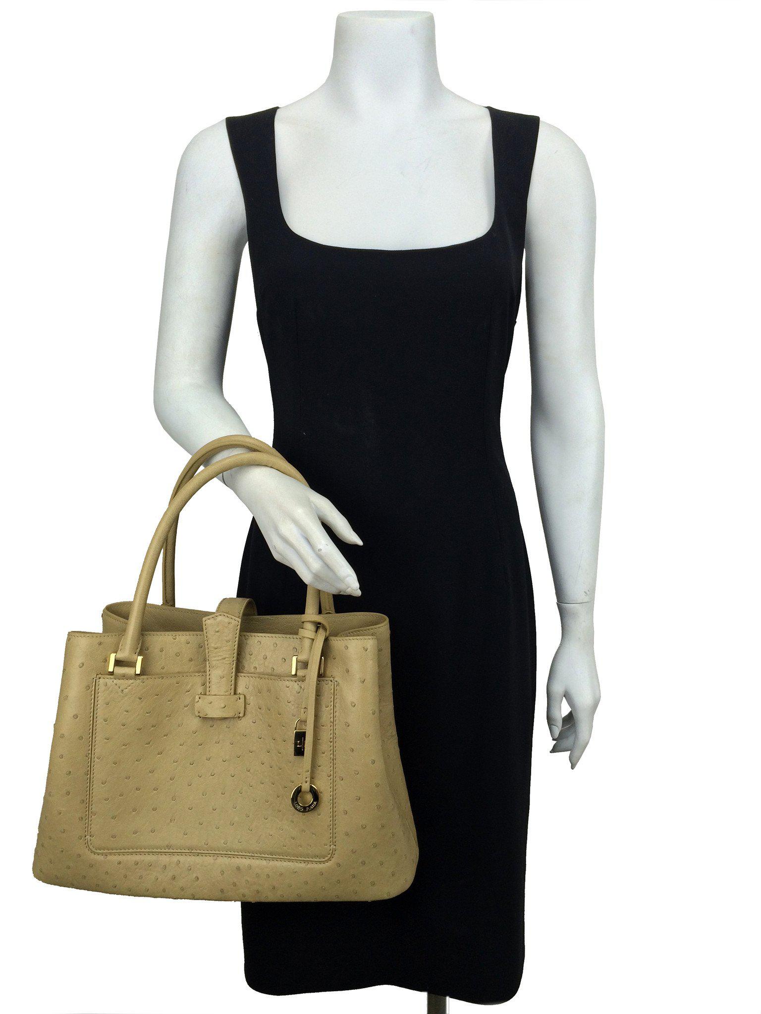 Luxury Loro Piana Ostrich Leather Bellevue Handbag for Women - Premium Designer Tote Bag for Work, Travel & Everyday Use