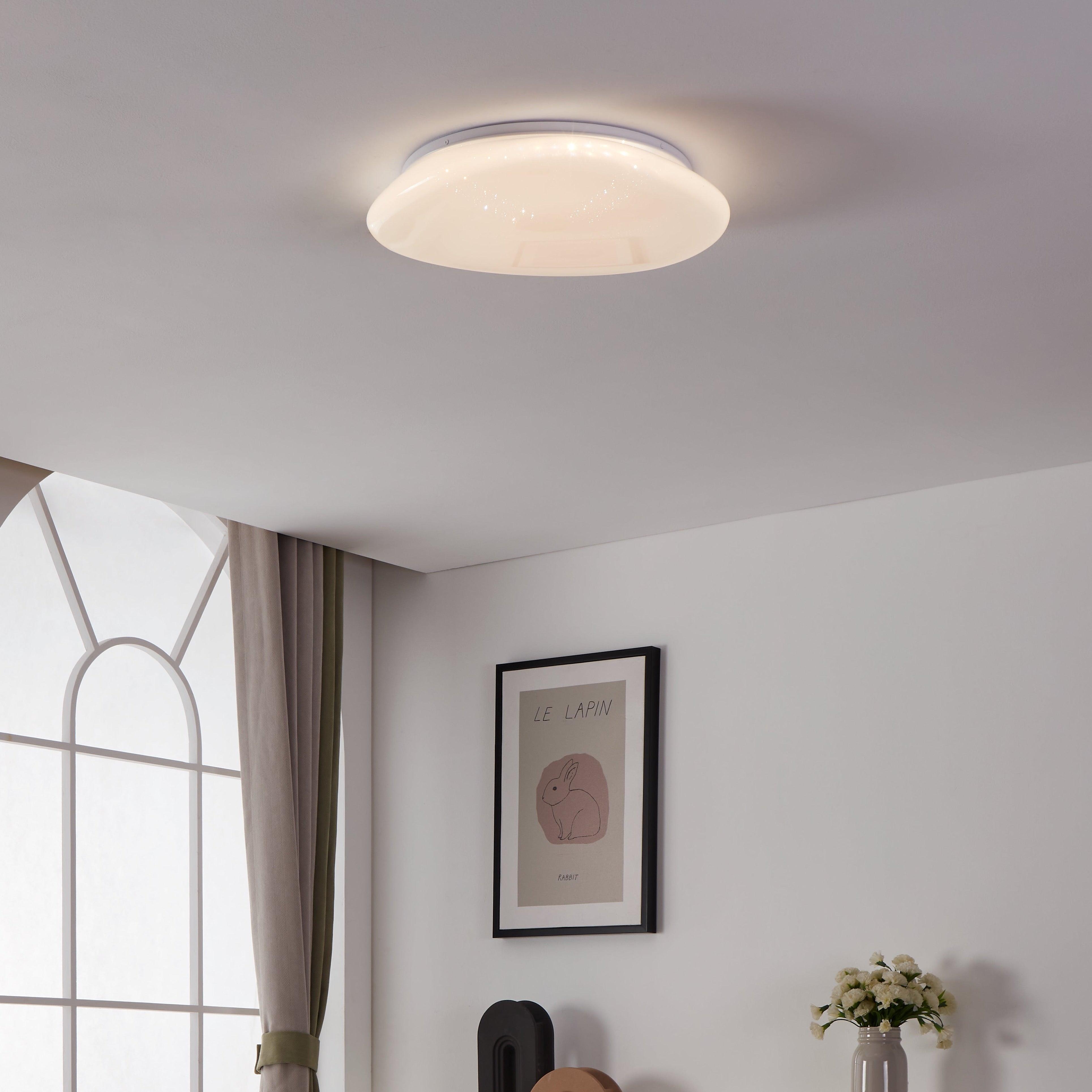 Eglo Connect Sileras Z Smart LED Pebble Shaped Ceiling Flush Mount Light 43cm - Modern Smart Home Lighting for Living Room, Bedroom & Kitchen