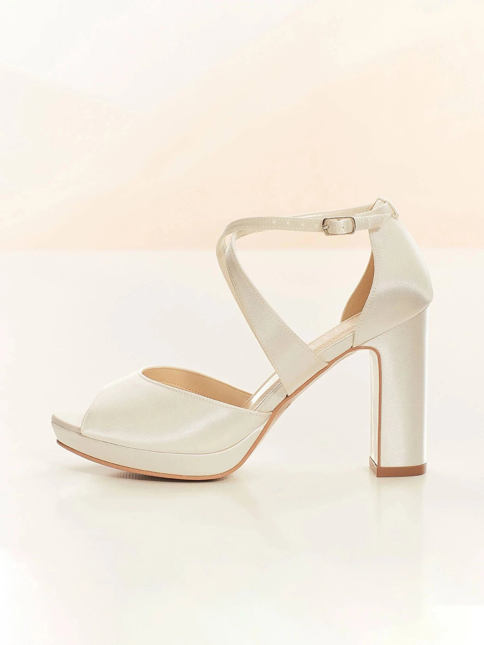 Ivory Satin Bridal Shoes with Comfortable Block Heel for Wedding, Party & Special Occasions - CINDY Collection