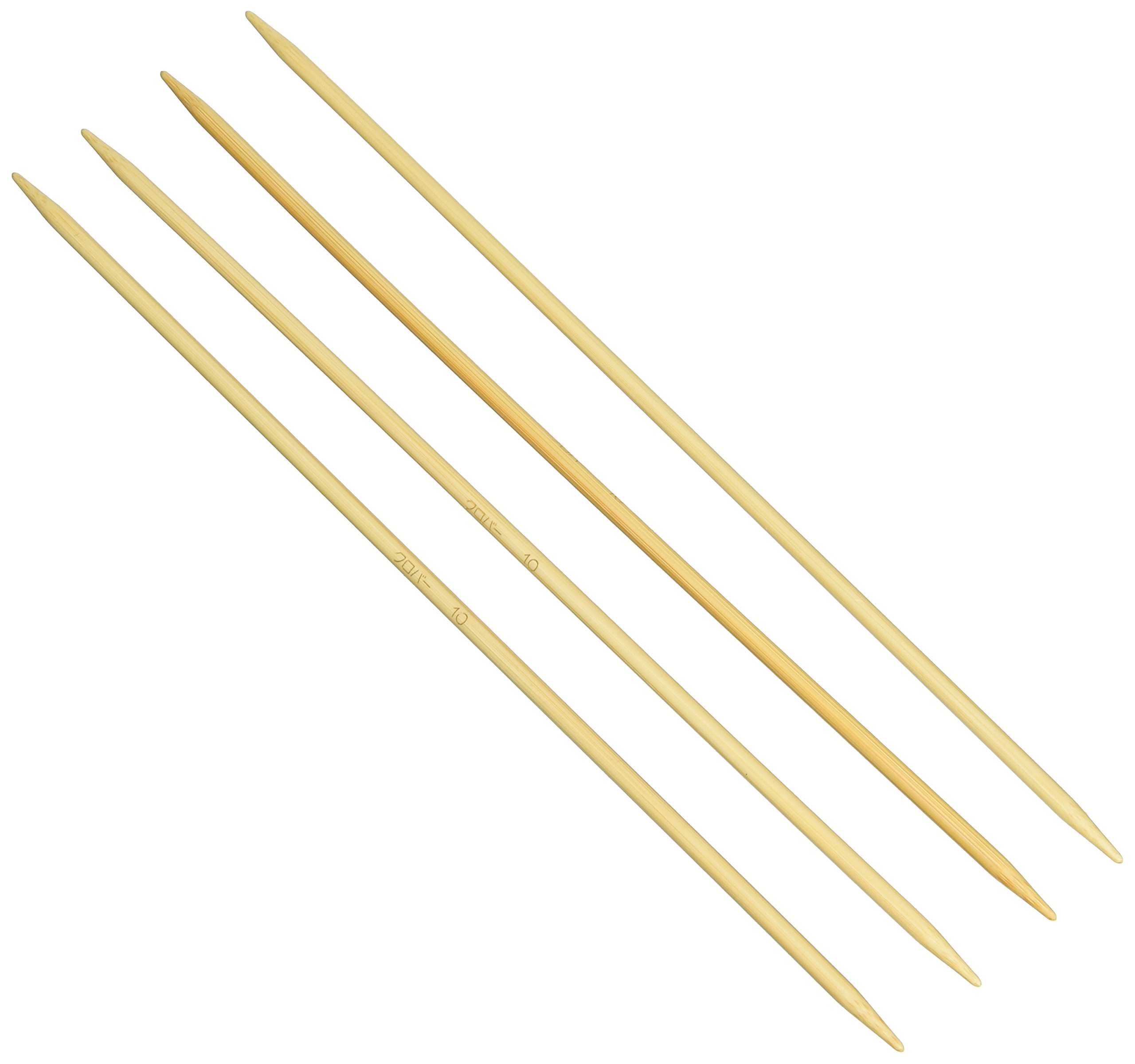 Clover Takumi 4-Piece Knitting Needle Set - 11.8 Inch (30cm) Size 10 - Premium Bamboo Knitting Needles for Sweaters, Scarves & DIY Craft Projects