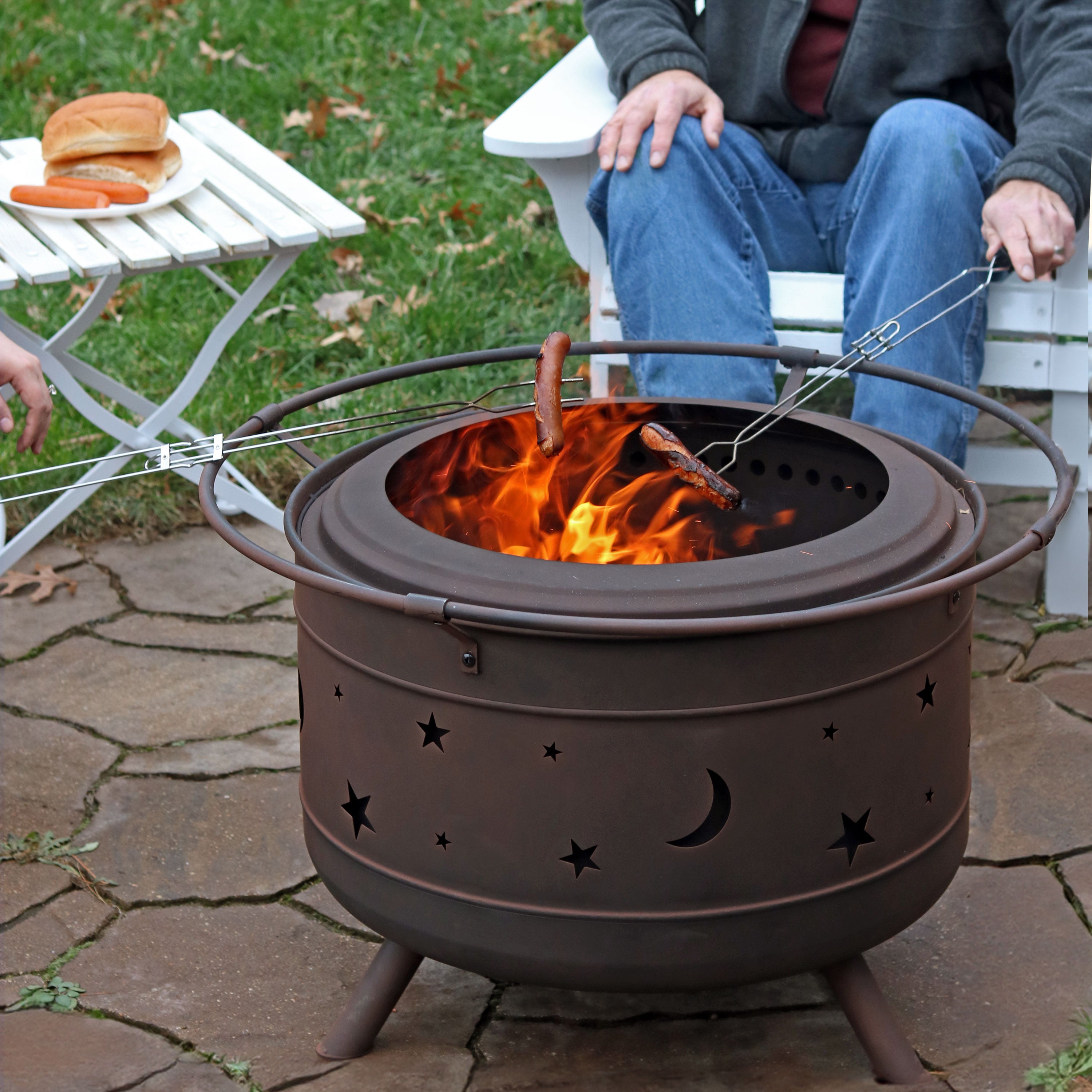 Sunnydaze Cosmic 30-Inch Outdoor Smokeless Fire Pit - Patio, Backyard, Camping & Garden Fireplace for Year-Round Entertainment