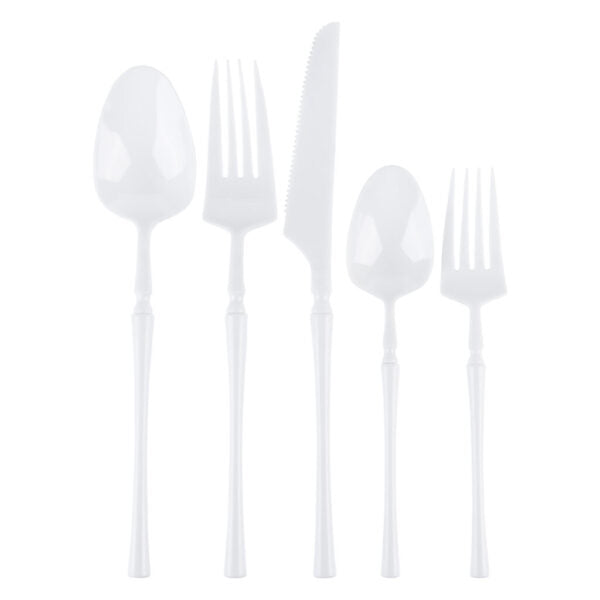 Premium Peach & White Disposable Plastic Party Dinnerware Set - Elegant Crystal Design (30-Piece) for Weddings, Baby Showers & Special Events
