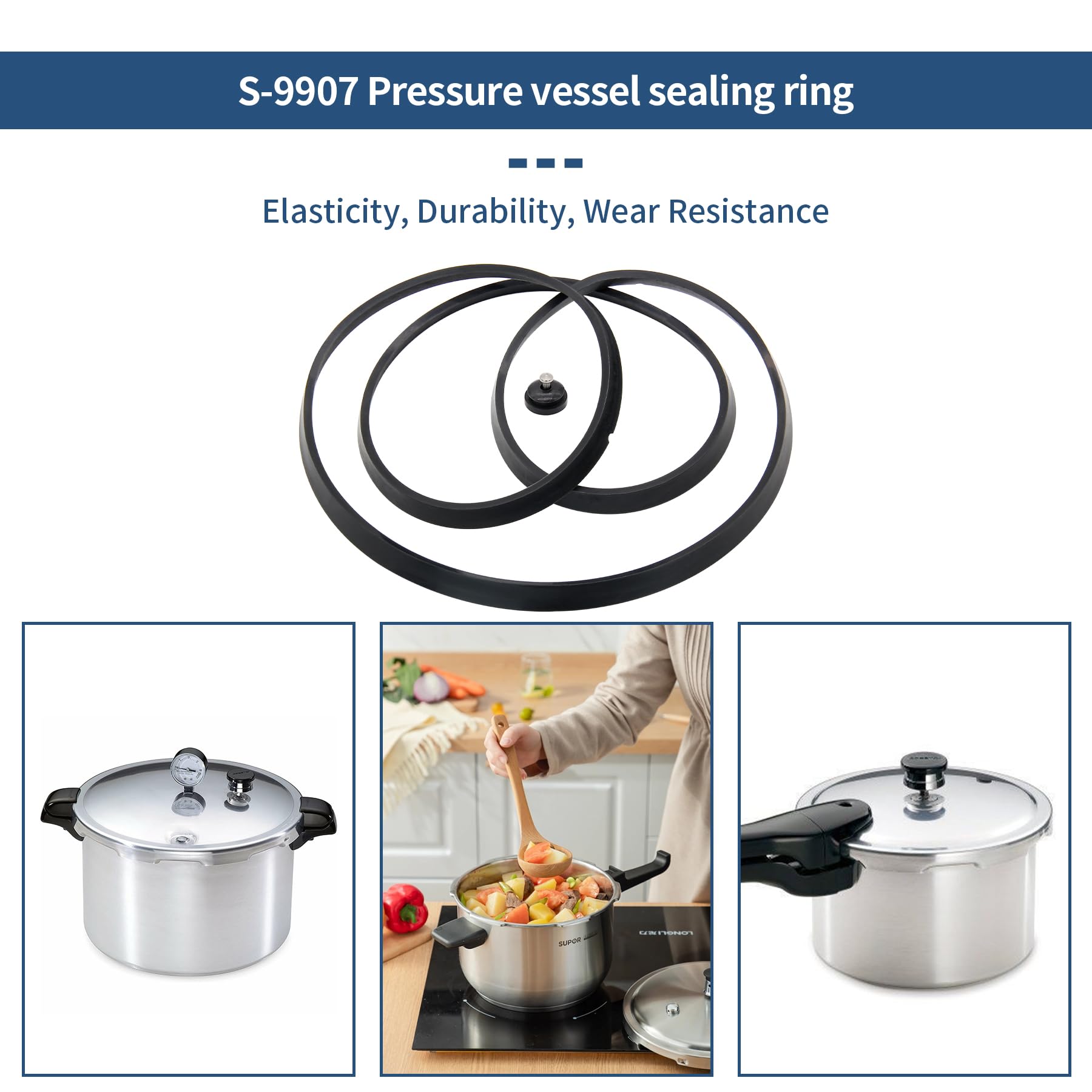 Presto Pressure Cooker Sealing Ring Replacement - Compatible with CA16, CA16H & 21 Qt Canner Models - Fits Automatic Air Vent 9911 - Replaces Parts 82060, 393 & 82058 (2-Pack) - Perfect for Home Canning, Food Preservation & Pressure Cooking