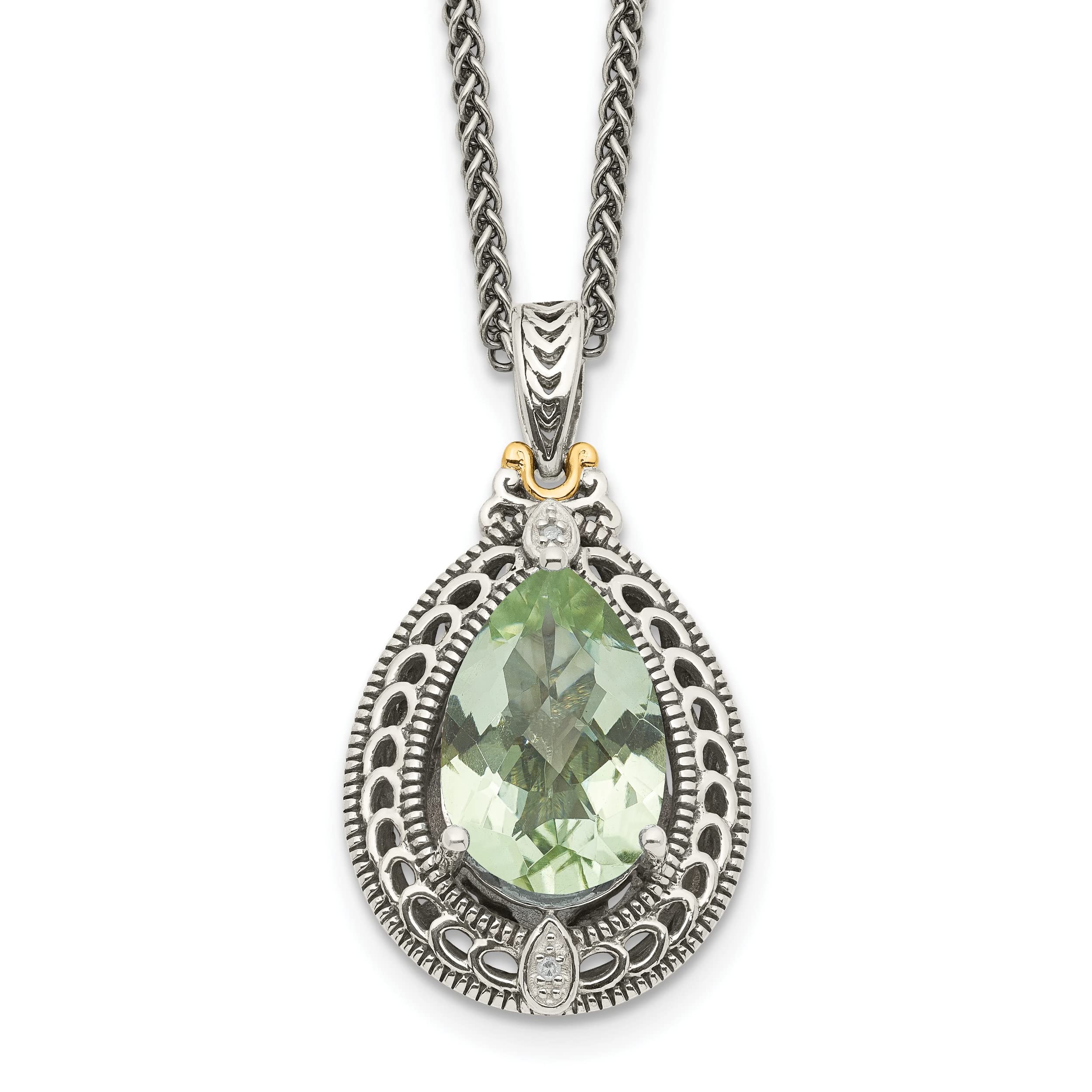 14K Gold Plated Sterling Silver Diamond Accent Quartz Pendant Necklace for Women - Perfect for Weddings, Anniversaries & Special Occasions