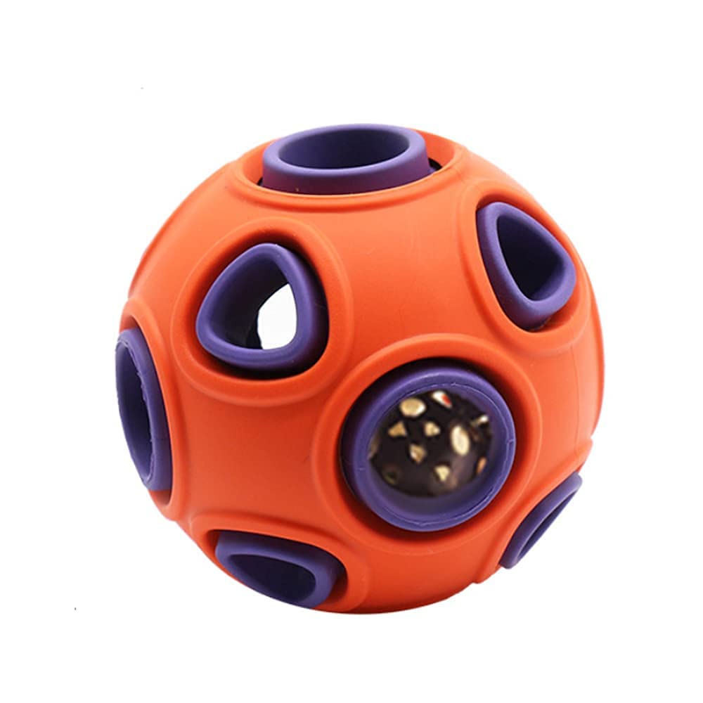 Durable 3-inch Rubber Dog Ball with Bell - Interactive Puzzle Toy for Aggressive Chewers, Cats & Pets | Indoor/Outdoor Play, Training & Mental Stimulation