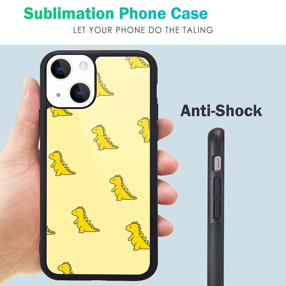 MAYCARI iPhone 13 Pro Max Case - Cute Yellow Dinosaur Design, Hard Back & Soft TPU Bumper Protective Cover for Women & Girls | Perfect for School, Work & Everyday Use