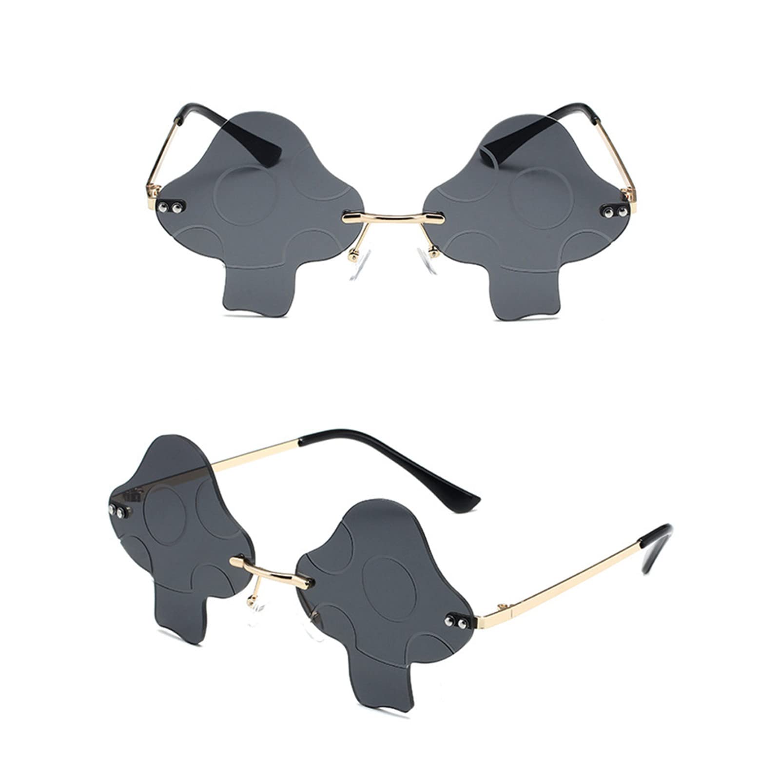 Mushroom Shape Sunglasses - Rimless Transparent UV Protection Glasses for Women & Men - Candy Color Fashion Eyewear for Party, Festival, Beach & Outdoor Activities